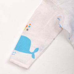Baby Unisex Organic Cotton Muslin Full Sleeves Jhabla | Whale, Flamingo, Lion | Pack of 3