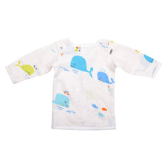 Baby Unisex Organic Cotton Muslin Full Sleeves Jhabla | Whale, Flamingo, Lion | Pack of 3