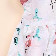 Baby Girl Organic Cotton Sleeveless Frock | Flamingo