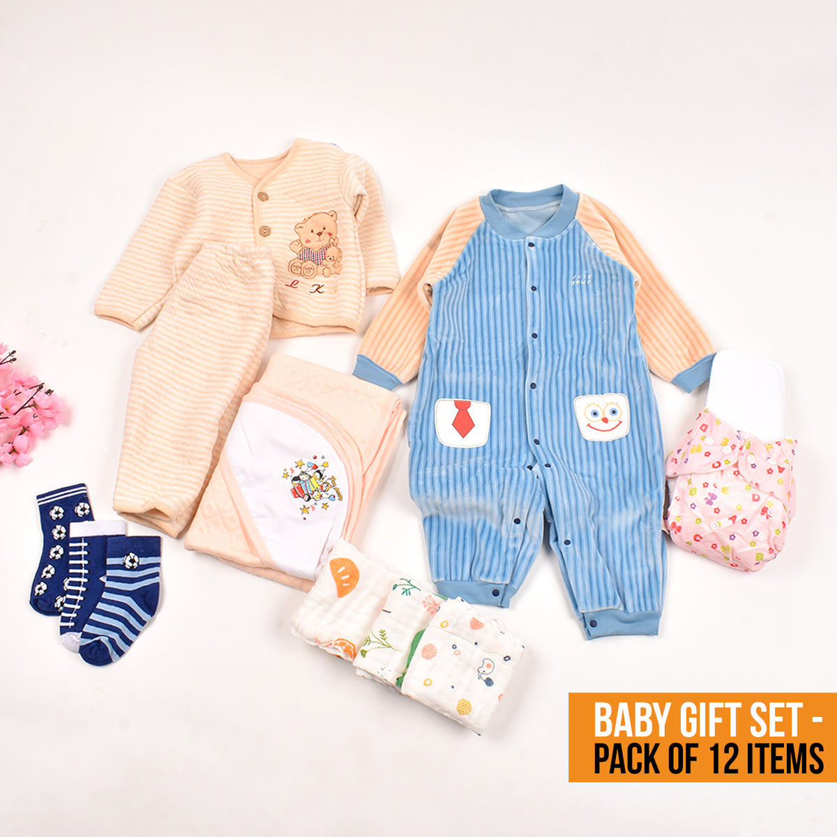 New Born Baby Winter Essentials Gift Combo 0-3 Months - 12 Items