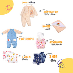 New Born Baby Winter Essentials Gift Combo 0-3 Months - 12 Items
