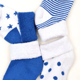 Footprints Super Soft Organic Cotton Unisex Kids Terry Socks| Blue | 12-24 Months| Pack Of 4