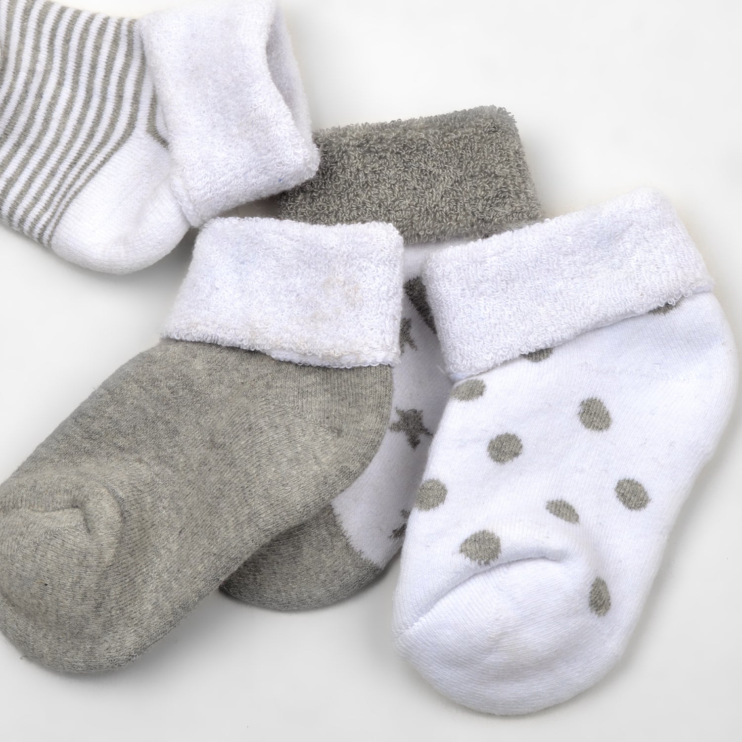 Footprints Super Soft Organic Cotton Unisex Kids Terry Socks| Grey | 12-24 Months| Pack Of 4