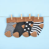 Footprints Super Soft Organic Cotton Unisex Kids Terry Socks| Brown | 12-24 Months| Pack Of 4