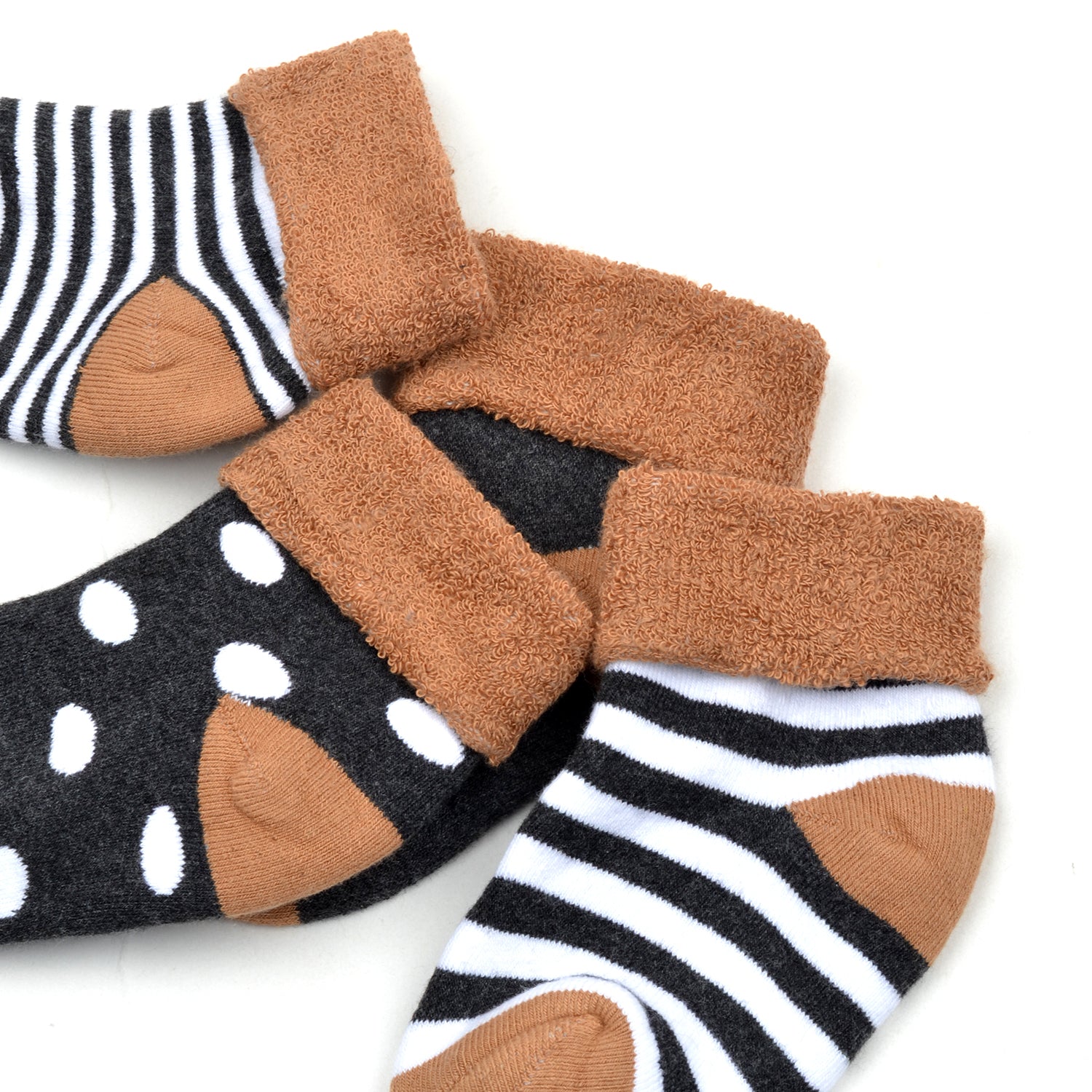 Footprints Super Soft Organic Cotton Unisex Kids Terry Socks| Brown | 12-24 Months| Pack Of 4