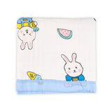 Baby Muslin 6 Layer Muslin blanket Cum Towel- 100X100 CM | 0-3 Years | Blue Bunny