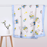 Baby Muslin 6 Layer Muslin blanket Cum Towel- 100X100 CM | 0-3 Years | Blue Bunny