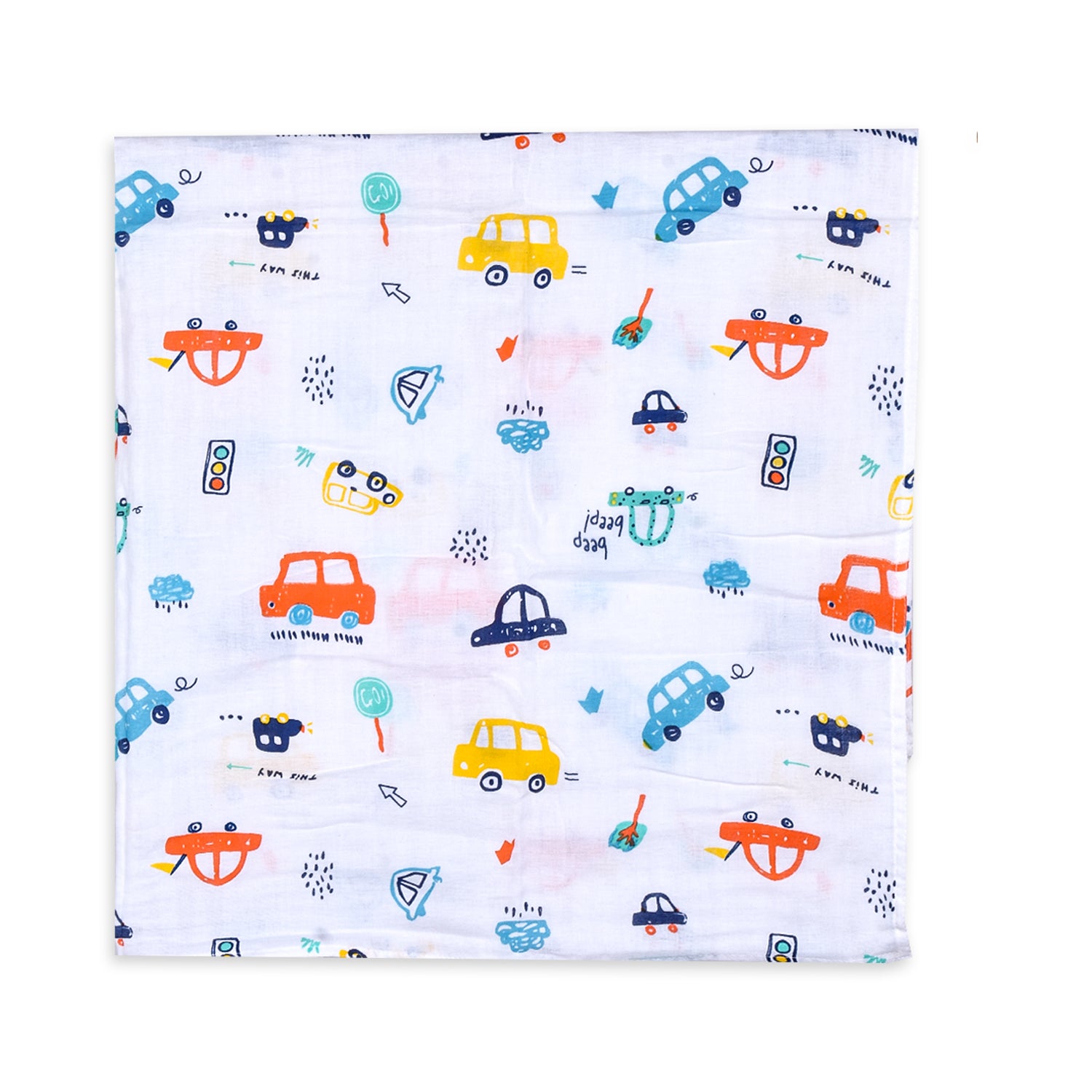 Baby Muslin Swaddle - 100x100 CM - Pack Of 1 Car