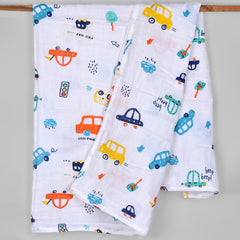 Baby Muslin Swaddle - 100x100 CM - Pack Of 1 Car