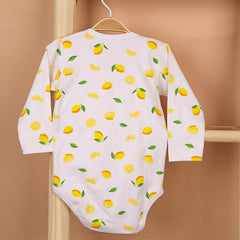 Kids Organic Cotton Front Open Onesie With Cap | Lemon