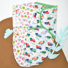 Baby Swaddle Adjustable Infant wrap- 0-3 Months -Pack of 2 -Car-Elephant