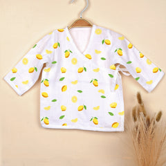Organic Cotton Muslin Front Open Kimono Jhabla & Nappy For New Born Baby | New Born Baby Clothing | Lemon, Blue Whale | Pack of 4