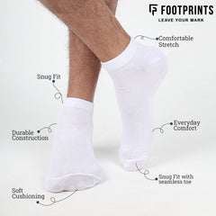 FOOTPRINTS Unisex Solid Cotton Ankle Low -Length Socks -Pack Of 3