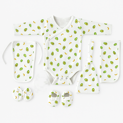 Organic Cotton Baby Clothing Set |  Baby Essential Clothes For Boys & Girls | Baby Shower Gift Hamper | 0-6 Months | Avocado | Pack of 6