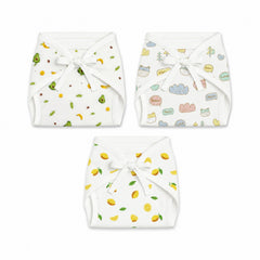 Printed Cushioned Nappies Combo | Organic Cotton Nappies For New Born Baby | 0-6 Months | Joyworld, Lemon, Avocado | Pack of 3
