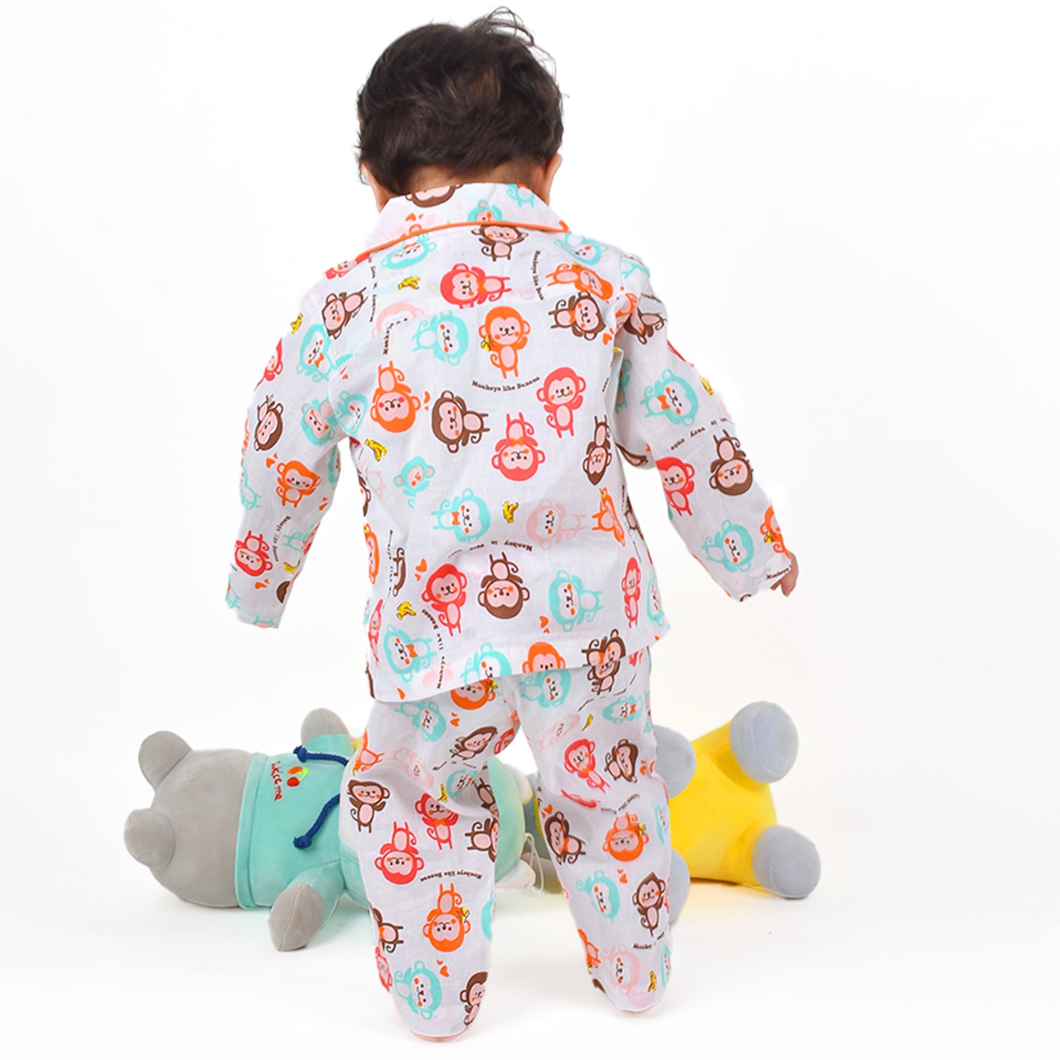 Organic Cotton Unisex Kids Pajama Set Combo | Night Suit | Sleepwear | Monkey