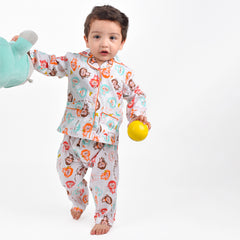 Organic Cotton Unisex Kids Pajama Set Combo | Night Suit | Sleepwear | Monkey