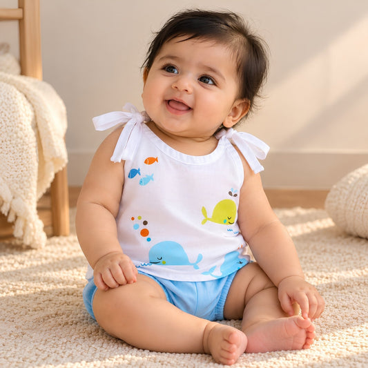 Baby Organic Cotton Knot type Jhabla | Unicorn, Whale, Flamingo | Pack of 3