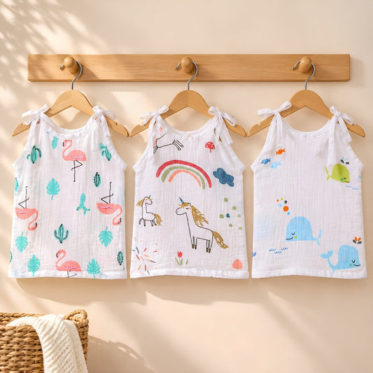 Baby Organic Cotton Knot type Jhabla | Unicorn, Whale, Flamingo | Pack of 3