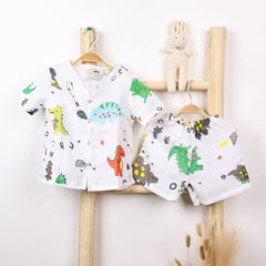 Kids Organic Cotton Muslin Co-Ord Set | Shirt & Shorts | Dinopark