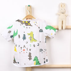 Kids Organic Cotton Muslin Co-Ord Set | Shirt & Shorts | Dinopark