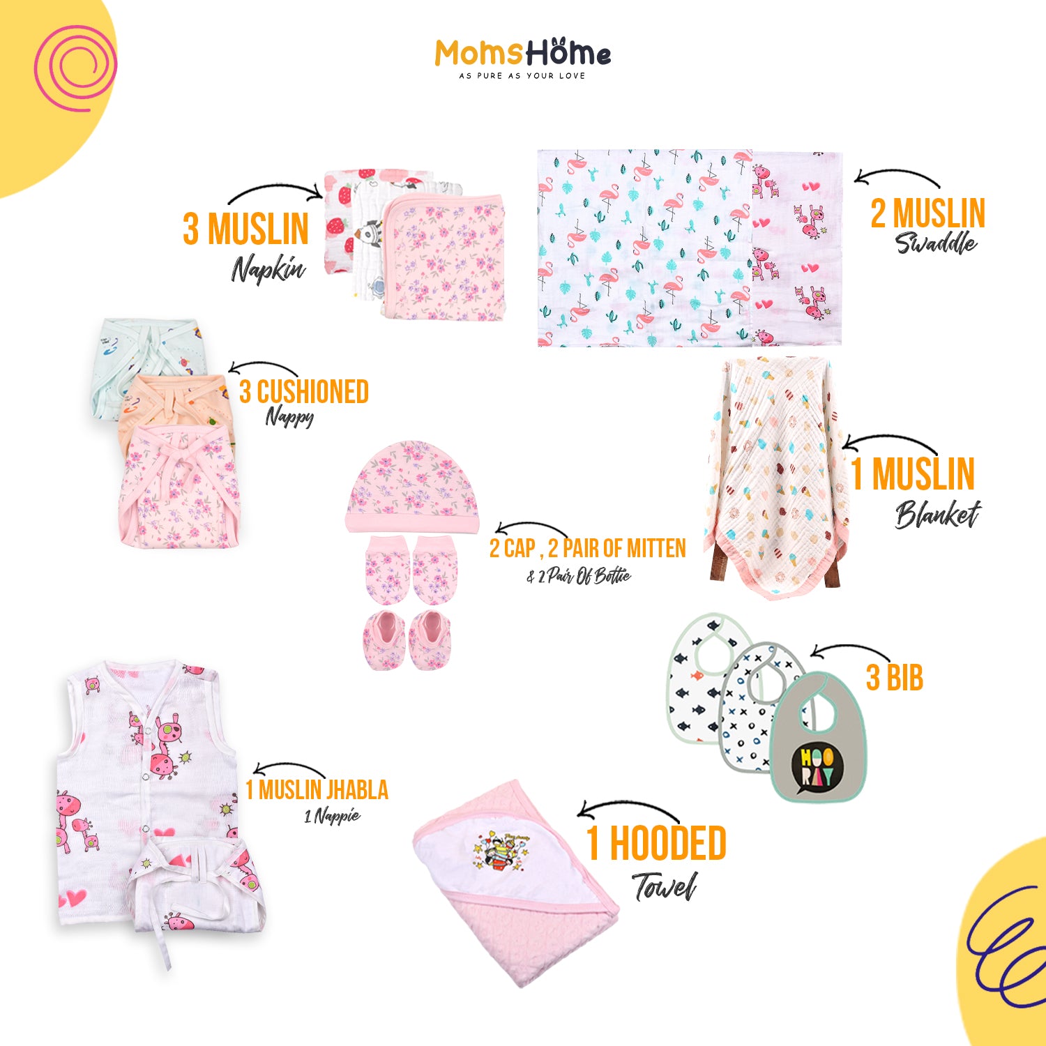 Baby Essential Gift set | Pink | 26 Item