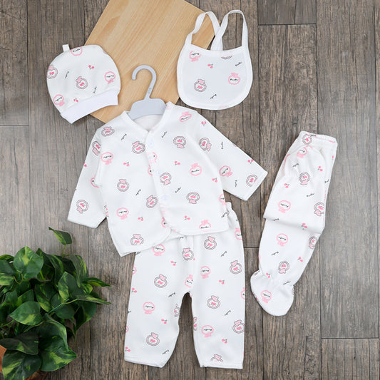 Baby Organic Cotton 5 Piece Warm Co-ord Set | 3-6 Months| Apple | Pink