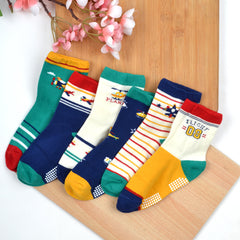 Baby Organic Cotton Antiskid Aircraft Detailed Socks - Multi Colour - Pack of 6
