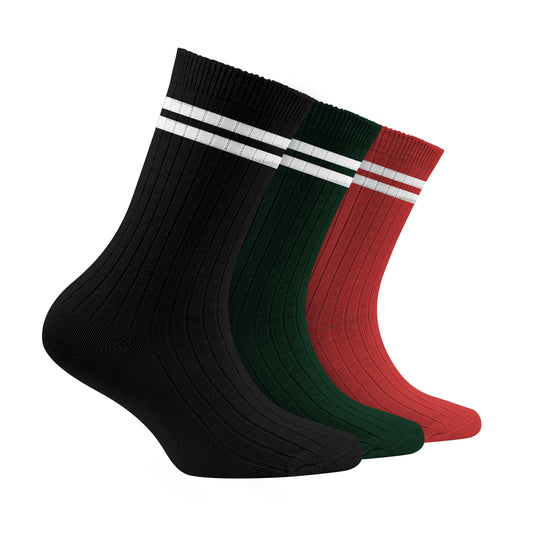 Odour free Organic Cotton Kids Bamboo Ribbed Socks - Pack of 3