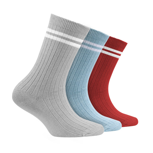 Odour free Organic Cotton Kids Bamboo Ribbed Socks - Pack of 3