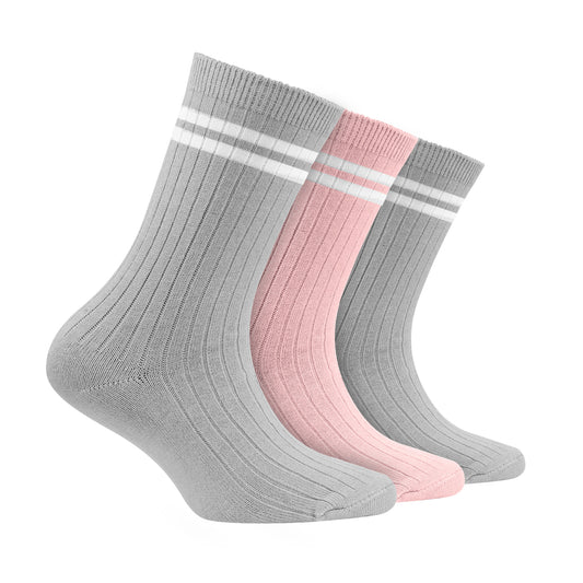 Odour free Organic Cotton Kids Bamboo Ribbed Socks - Pack of 3