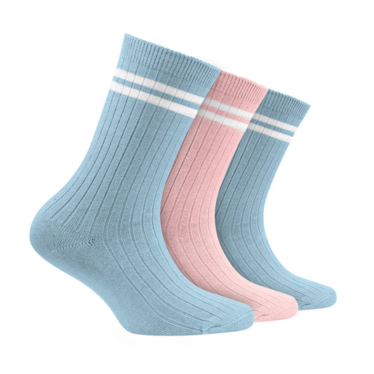 Odour free Organic Cotton Kids Bamboo Ribbed Socks - Pack of 3