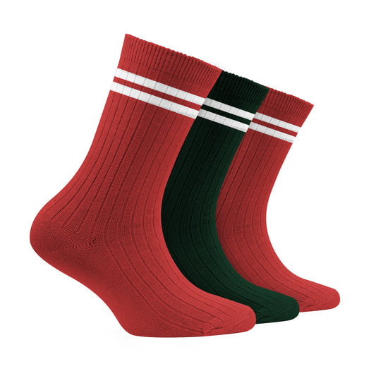 Odour free Organic Cotton Kids Bamboo Ribbed Socks - Pack of 3