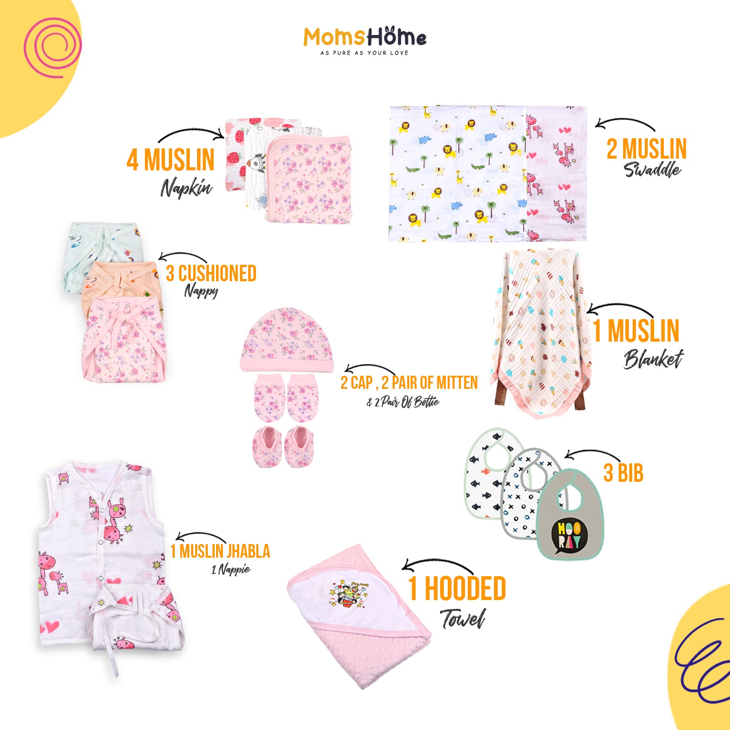 Baby Essential Gift set | Pink | 30 Item