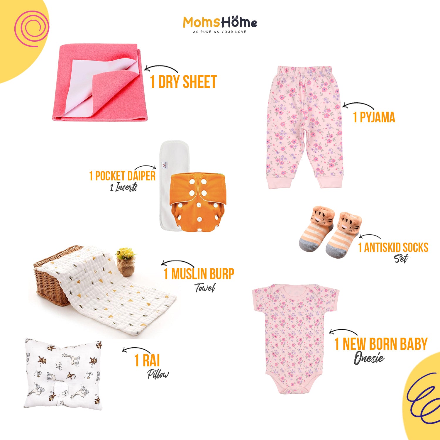 Baby Essential Gift set | Pink | 30 Item