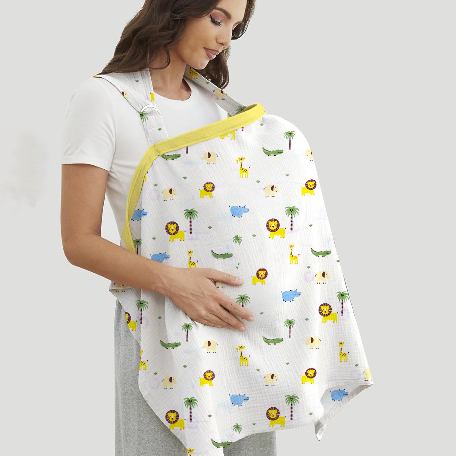 Organic Cotton Muslin Nursing Cover For Breastfeeding Feeding Apron - Lion