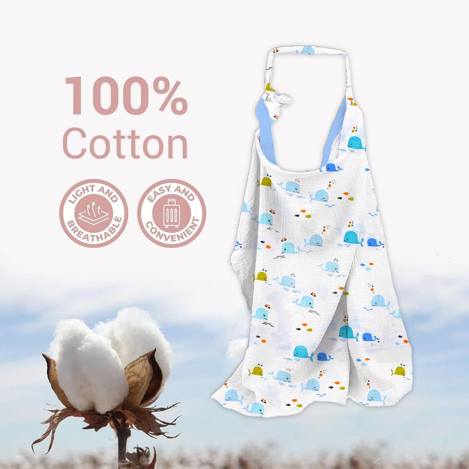 Organic Cotton Muslin Nursing Cover For Breastfeeding Feeding Apron