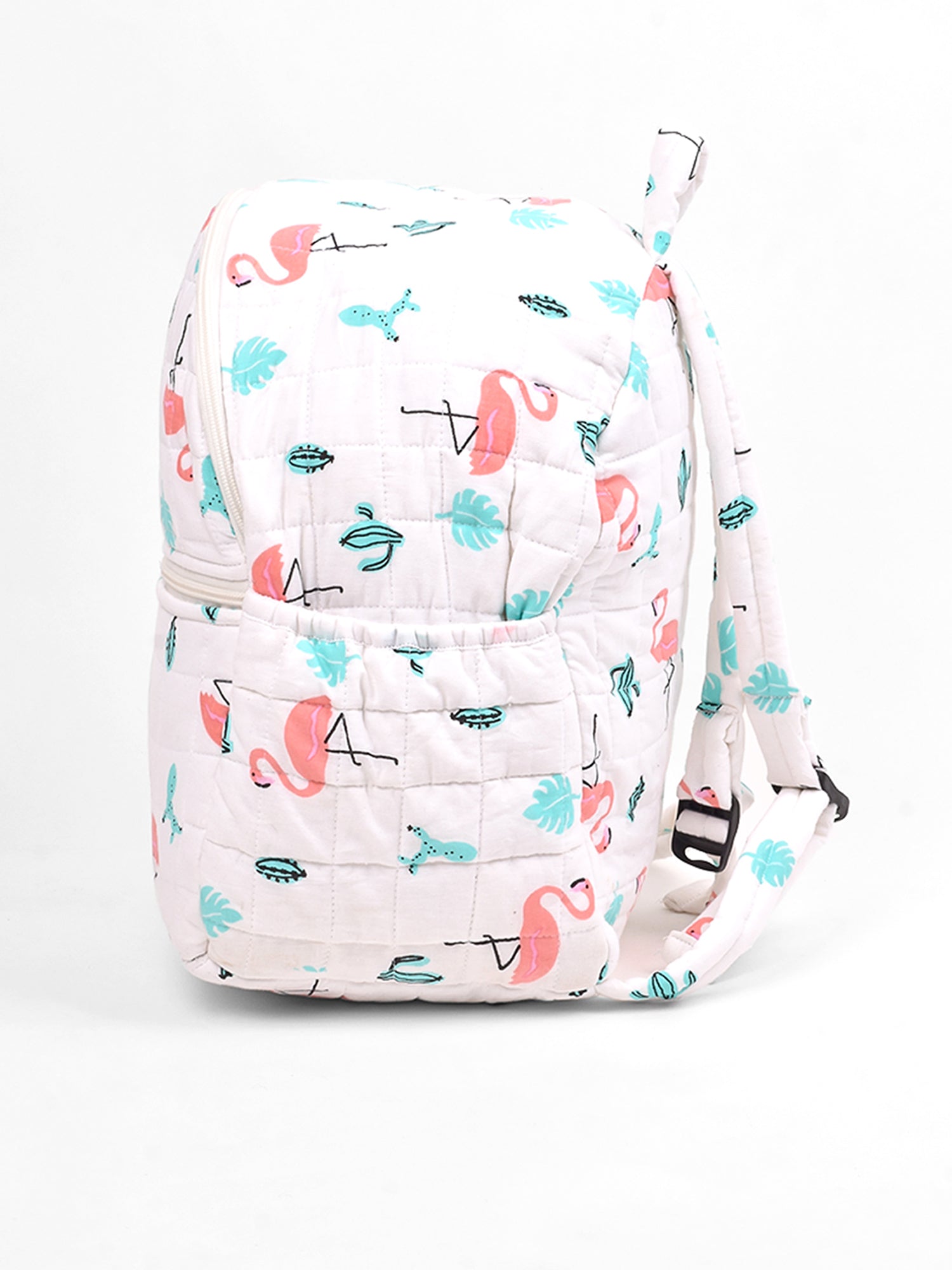Baby Organic Cotton Muslin Travel Bag- Diaper Multipurpose Carry bags for Mothers- Flamingo