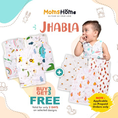 Baby Unisex Organic Cotton Muslin Jhabla - Unicorn, Lion, Dinosaur 0-3 Months Pack of 3
