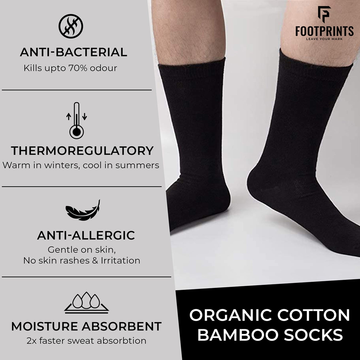 FOOTPRINTS Unisex Solid Cotton Ankle Terry & Formal-Length Socks -Pack Of 3