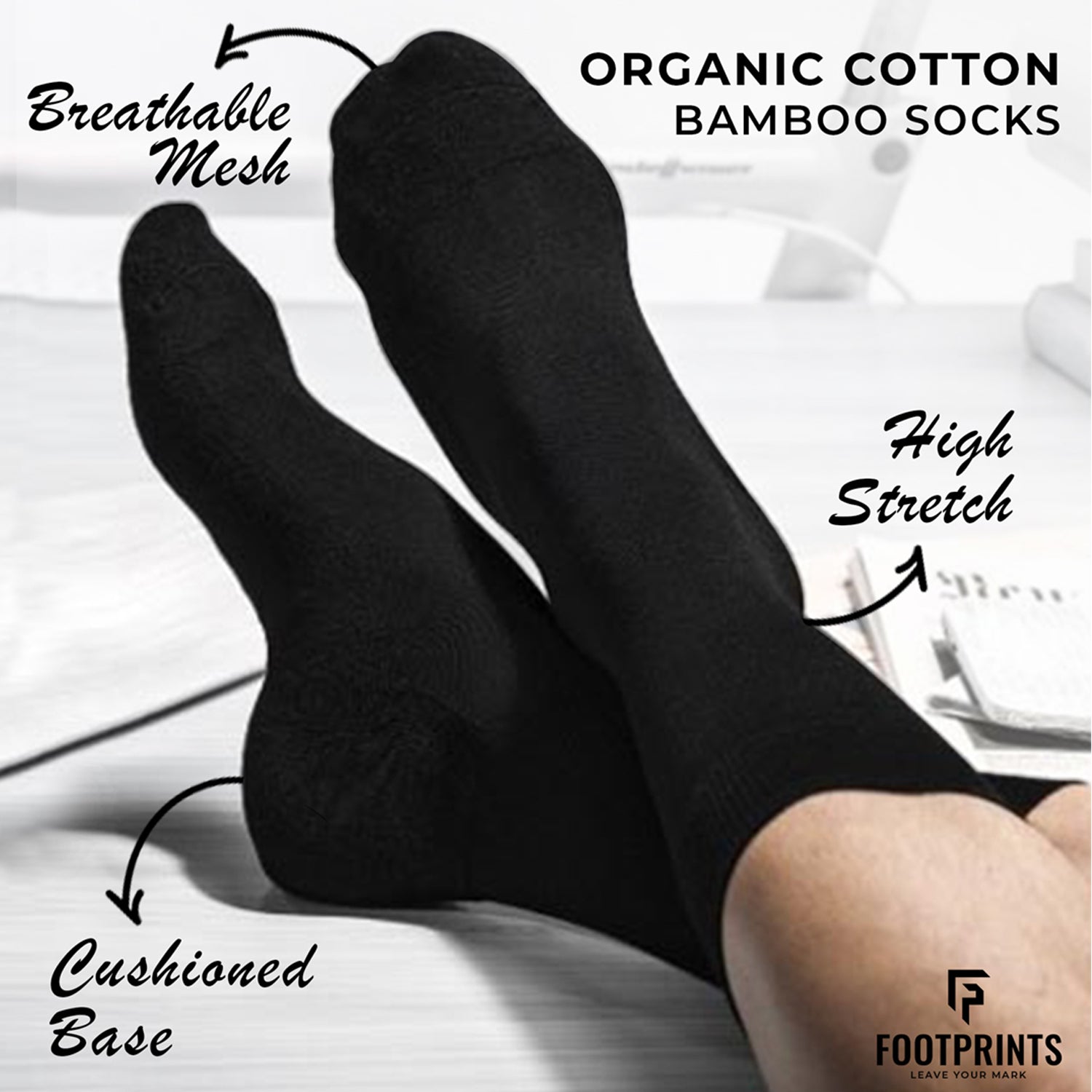 FOOTPRINTS Unisex Solid Cotton Formal & Ankle-Length Socks -Pack Of 3