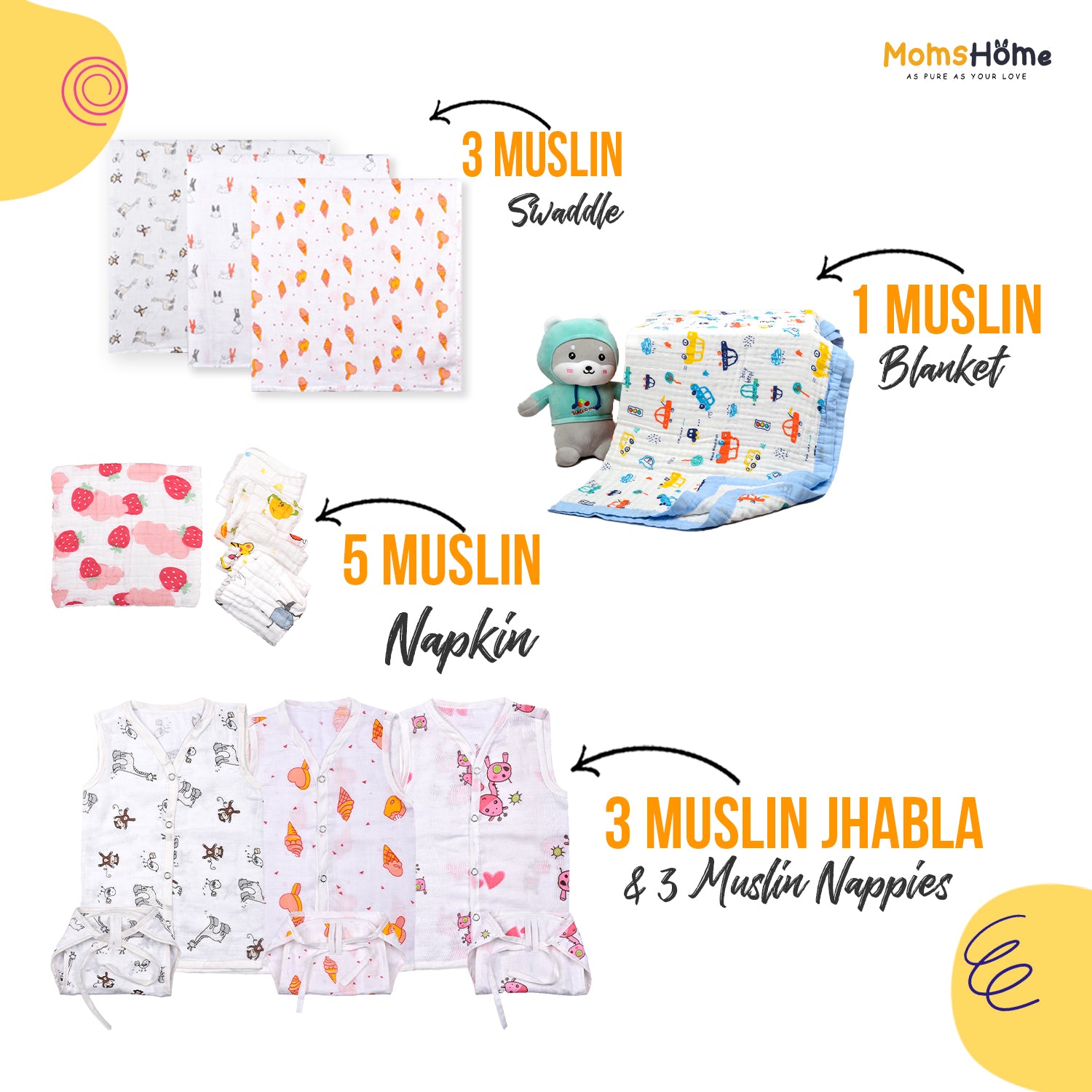 New Born All Muslin Gift Set | 15 items
