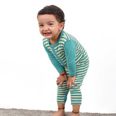 Moms Home Organic Cotton Baby Full Length Romper Cum Sleepsuits - Green - Pack of 1