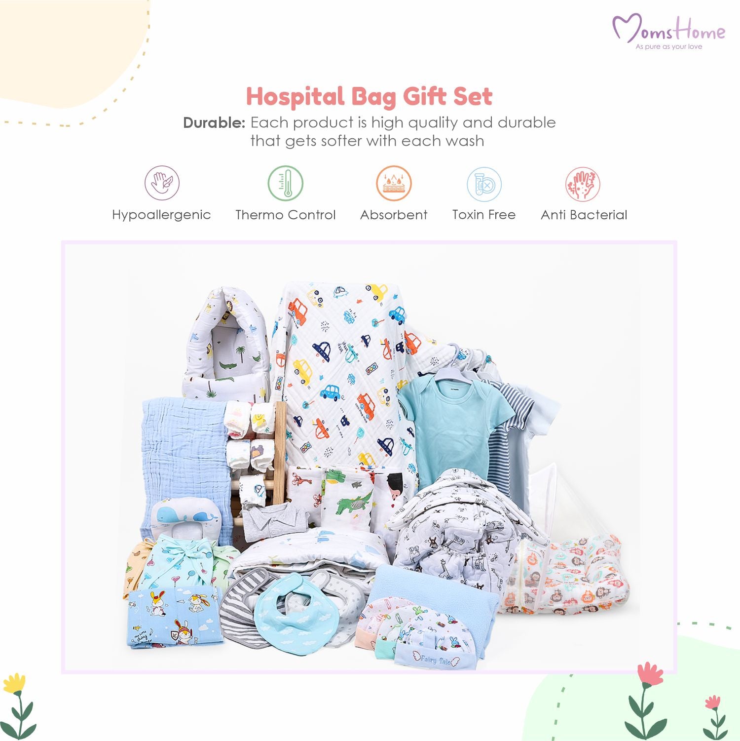 Baby Essential Gift Set | Blue | 25 Item – Moms Home