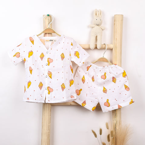 Kids Organic Cotton Muslin Co-Ord Set | Shirt & Shorts | Buy 1 Get 1 Free