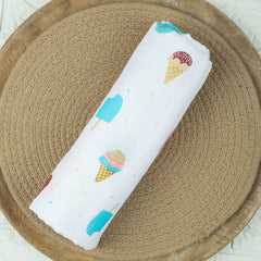 Baby Muslin Swaddle | 100x100 CM | Pack of 1 | Icecream