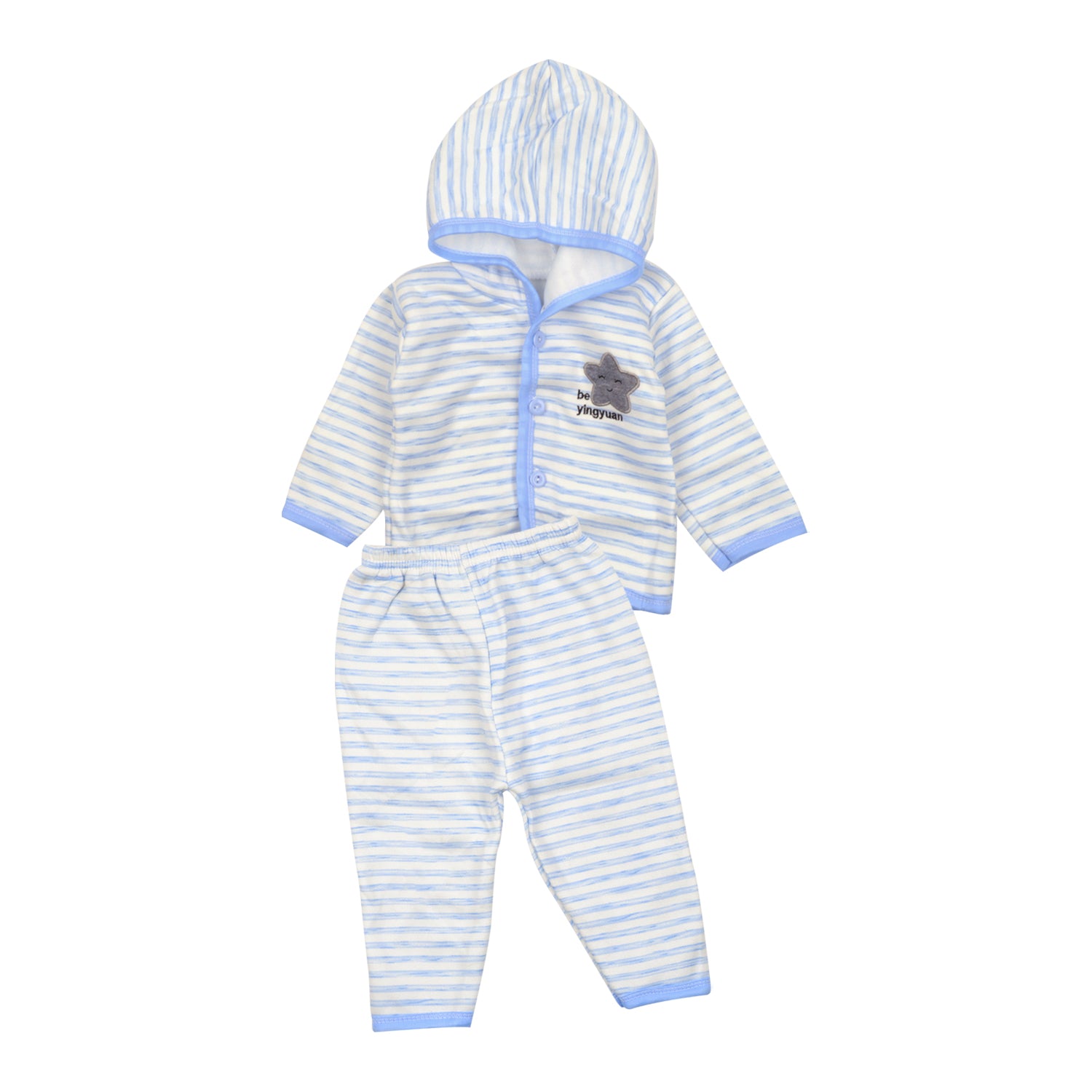 Baby Organic Cotton Hoody Warm Co-ord Set- Blue | 3-6 Months | Star