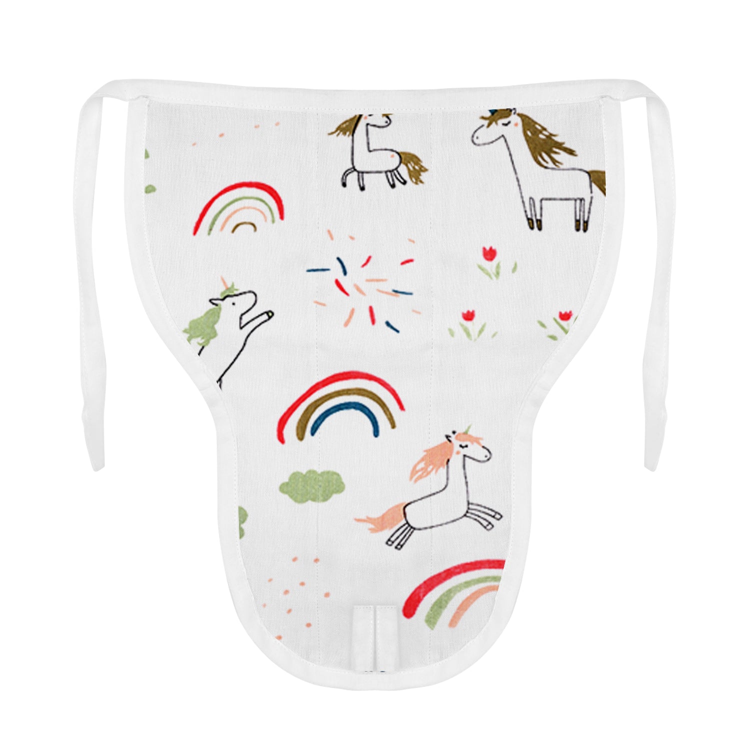 Moms Home Baby Unisex Organic Cotton Muslin Jhabla & Nappy | Unicorn | Set of  1