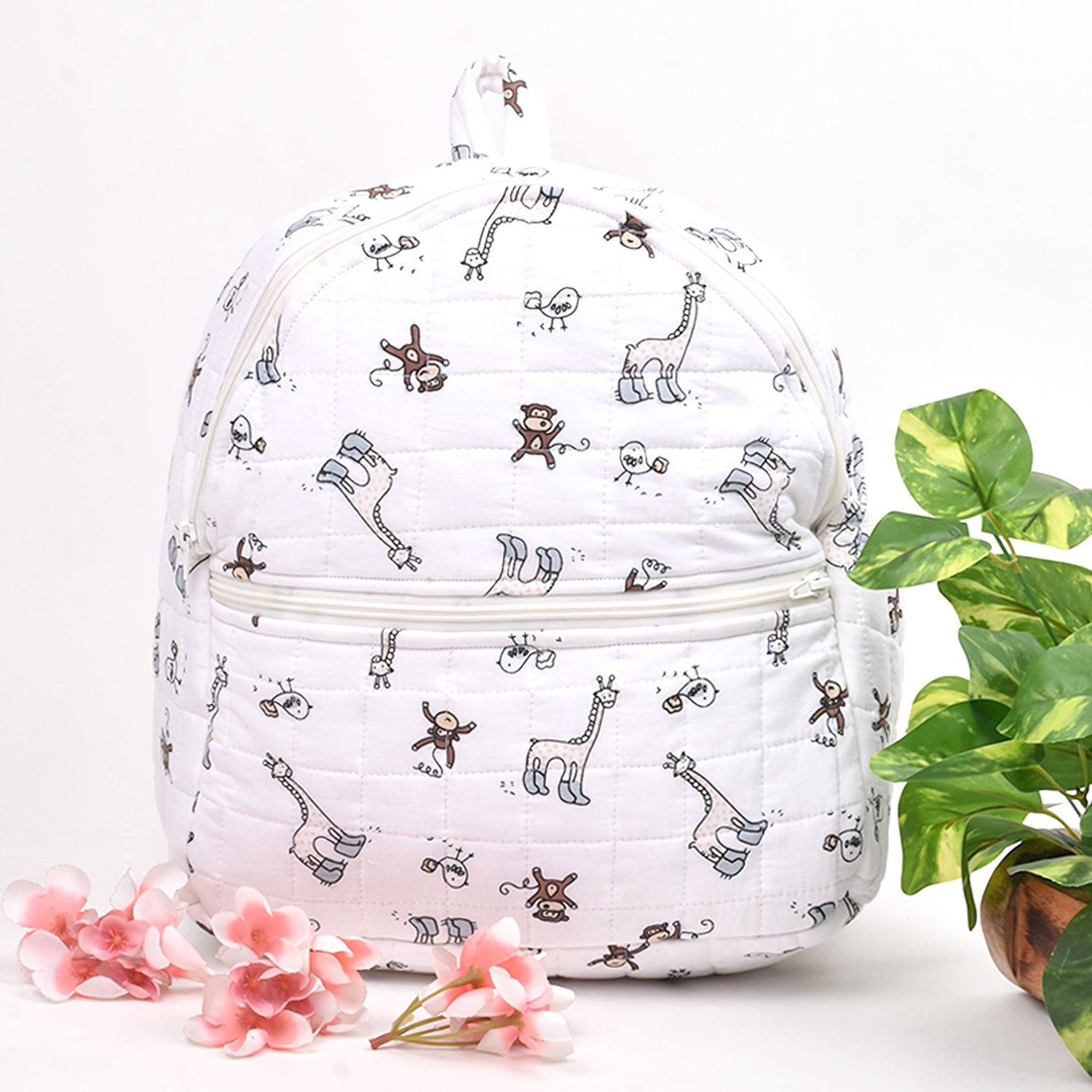 Baby Organic Cotton Muslin Travel Bag- Diaper Multipurpose Carry bags for Mothers- Jungle