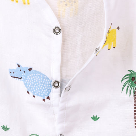 Kids Organic Cotton Muslin Co-Ord Set | Shirt & Shorts | Lion